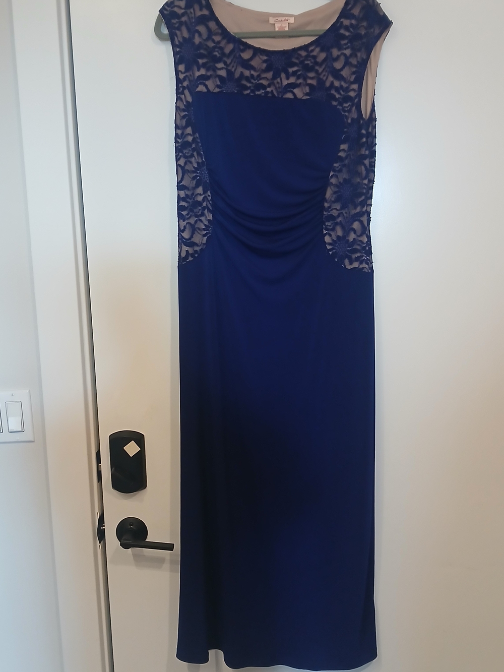 Candalite Blue Lace-Accent Evening Dress